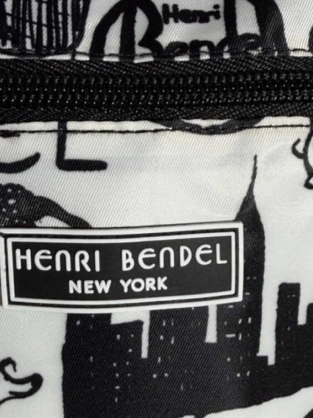 henri bendel Black & White Graphic Canvas Backpack NYC Jettsetter